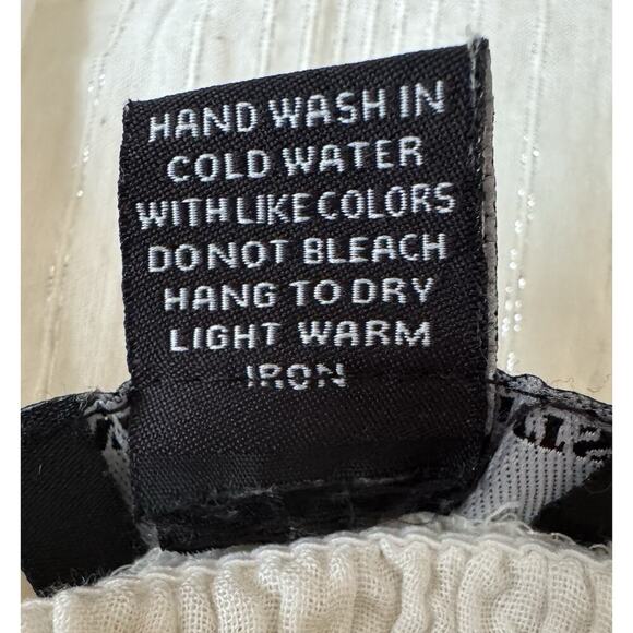 NAOO Nation Ak White Maxi Dress Peasant Boho Eyelet Tiered Shimmer Size M - Picture 8 of 8